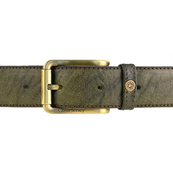 Belt in Olive Buffalo Leather